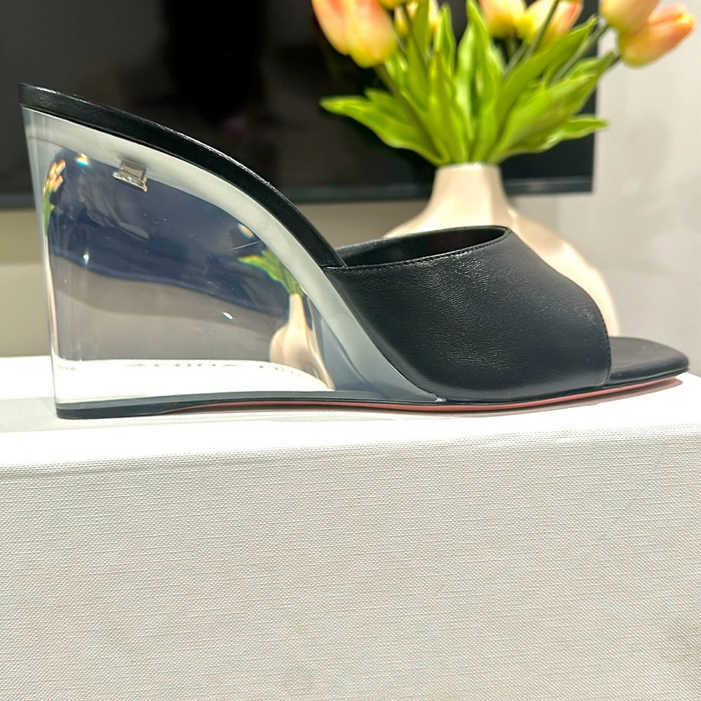 *BRAND NEW* Amina Muaddi lupita wedge glass slipper heel